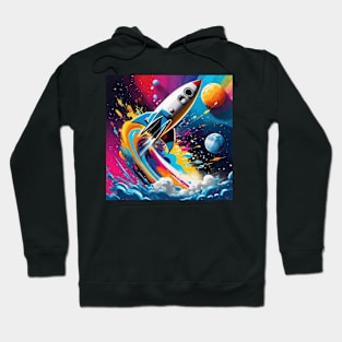 Colorful Spaceship Design Hoodie